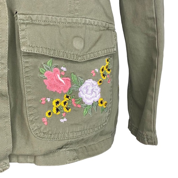 Khaki Jacket with Embroidered Flowers - Picture 4 of 7